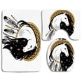 thumbnail image 1 of CHAPLLE Horse Horse Profile in Bohemian Style Feathers Stars Hippie Art 3 Piece Bathroom Rugs Set Bath Rug Contour Mat and Toilet Lid Cover, 1 of 2