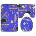 thumbnail image 1 of CHAPLLE Hospital Nurse Theme Royal Blue 3 Piece Bathroom Rugs Set Bath Rug Contour Mat and Toilet Lid Cover, 1 of 2