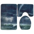 thumbnail image 1 of CHAPLLE Huge Tornado Over Waves Rotating Sea Severe Thunder Bolt Flash Rays 3 Piece Bathroom Rugs Set Bath Rug Contour Mat and Toilet Lid Cover, 1 of 2