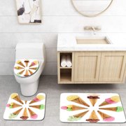 CHAPLLE Ice 3 Piece Bathroom Rugs Set Bath Rug Contour Mat and Toilet Lid Cover