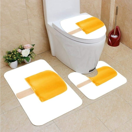 CHAPLLE Ice Cream Pop 3 Piece Bathroom Rugs Set Bath Rug Contour Mat and Toilet Lid Cover