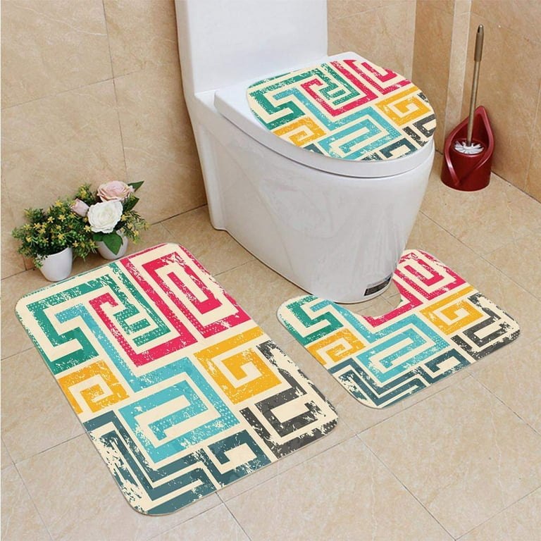 Elegant Homes 3 Piece Bathroom Rug Set Bath Rug, Contour Mat, Lid Cover  Non-Slip