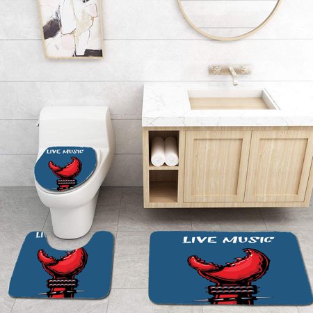 CHAPLLE Indie Crab Claw Spiky Wristbands Heavy Rock Live Music Performance Inscription Art 3 Piece Bathroom Rugs Set Bath Rug Contour Mat and Toilet Lid Cover