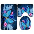 thumbnail image 1 of CHAPLLE Insects Splash Butterfly Flowers Wings Deep Wonderful Pinks Quotes 3 Piece Bathroom Rugs Set Bath Rug Contour Mat and Toilet Lid Cover, 1 of 2