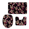 thumbnail image 1 of CHAPLLE Jinse-floral662 3 Piece Bathroom Rugs Set Bath Rug Contour Mat and Toilet Lid Cover, 1 of 2