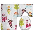 thumbnail image 1 of CHAPLLE Kids Christmas 3 Piece Bathroom Rugs Set Bath Rug Contour Mat and Toilet Lid Cover, 1 of 2