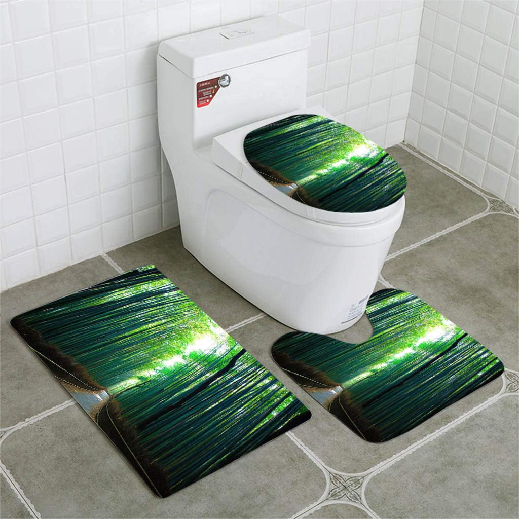 CHAPLLE Kyoto Bamboo Forest 3 Piece Bathroom Rugs Set Bath Rug Contour ...