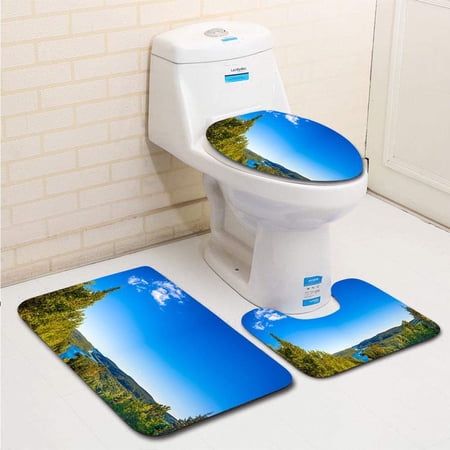 CHAPLLE La Mauricie National Park 3 Piece Bathroom Rugs Set Bath Rug Contour Mat and Toilet Lid Cover