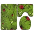thumbnail image 1 of CHAPLLE Ladybug On Leaf 3 Piece Bathroom Rugs Set Bath Rug Contour Mat and Toilet Lid Cover, 1 of 2