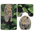 thumbnail image 1 of CHAPLLE Leopards 3 Piece Bathroom Rugs Set Bath Rug Contour Mat and Toilet Lid Cover, 1 of 2