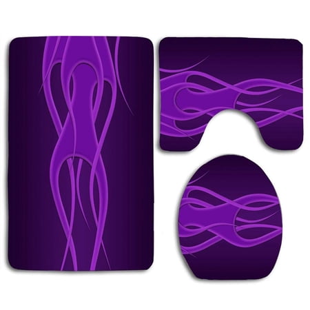 CHAPLLE Lines Patterns Light 3 Piece Bathroom Rugs Set Bath Rug Contour Mat and Toilet Lid Cover