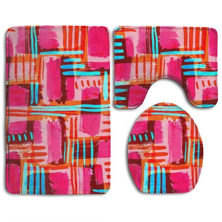 CHAPLLE Love 3 Piece Bathroom Rugs Set Bath Rug Contour Mat and Toilet Lid Cover