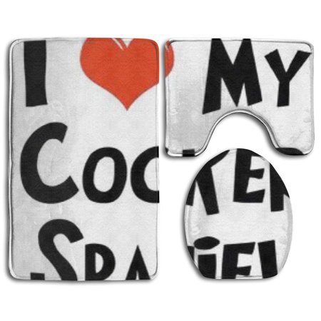 CHAPLLE Love My Cocker Spaniel 2 3 Piece Bathroom Rugs Set Bath Rug Contour Mat and Toilet Lid Cover