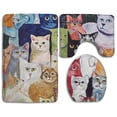thumbnail image 1 of CHAPLLE Lovely Cat 3 Piece Bathroom Rugs Set Bath Rug Contour Mat and Toilet Lid Cover, 1 of 2