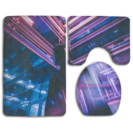CHAPLLE Mask Light 3 Piece Bathroom Rugs Set Bath Rug Contour Mat and Toilet Lid Cover