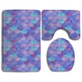 thumbnail image 1 of CHAPLLE Mermaid Fish Scales Purple 3 Piece Bathroom Rugs Set Bath Rug Contour Mat and Toilet Lid Cover, 1 of 2
