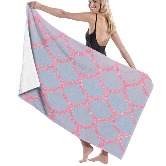 CHAPLLE Mermaid Fishs Pink 3 Piece Bathroom Rugs Set Bath Rug Contour Mat and Toilet Lid Cover