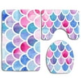 thumbnail image 1 of CHAPLLE Mermaid Scales 3 Piece Bathroom Rugs Set Bath Rug Contour Mat and Toilet Lid Cover, 1 of 2