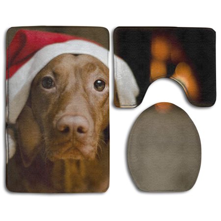 CHAPLLE Merry Christmas 3 Piece Bathroom Rugs Set Bath Rug Contour Mat and Toilet Lid Cover