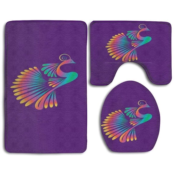 CHAPLLE Michigan in Love Purple 3 Piece Bathroom Rugs Set Bath Rug Contour Mat and Toilet Lid Cover