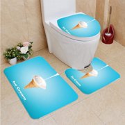 CHAPLLE Milk ice Cream Cone Pour Melted Milk 3 Piece Bathroom Rugs Set Bath Rug Contour Mat and Toilet Lid Cover