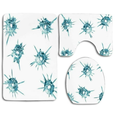 CHAPLLE Modern Alluring Charming Gems Crystal Like Diamonds Spike Like Lights 3 Piece Bathroom Rugs Set Bath Rug Contour Mat and Toilet Lid Cover