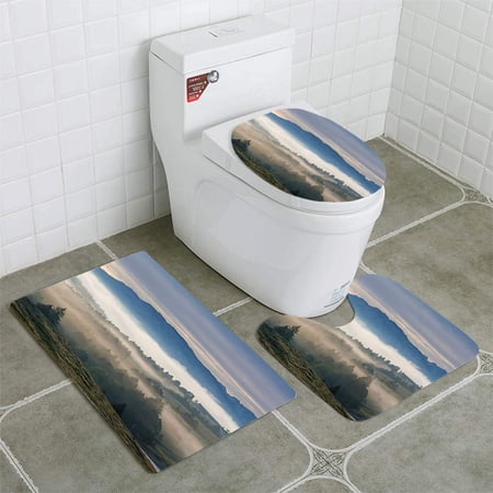 CHAPLLE Morning Fog at Sudelfeld 3 Piece Bathroom Rugs Set Bath Rug Contour Mat and Toilet Lid Cover