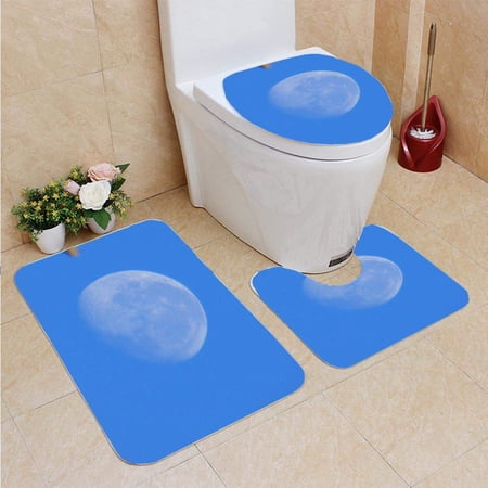 CHAPLLE Morning Moon 3 Piece Bathroom Rugs Set Bath Rug Contour Mat and Toilet Lid Cover