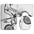 thumbnail image 1 of CHAPLLE Moto Cross 3 Piece Bathroom Rugs Set Bath Rug Contour Mat and Toilet Lid Cover, 1 of 2