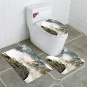 CHAPLLE Mountain in Snow 3 Piece Bathroom Rugs Set Bath Rug Contour Mat and Toilet Lid Cover