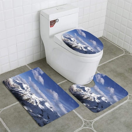 CHAPLLE Mountains Landscape Near caucasus 3 Piece Bathroom Rugs Set Bath Rug Contour Mat and Toilet Lid Cover