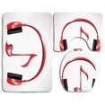 thumbnail image 1 of CHAPLLE Music Love Sound Headphones Heart Shaped Key Note Melody Fancy Artful 3 Piece Bathroom Rugs Set Bath Rug Contour Mat and Toilet Lid Cover, 1 of 2