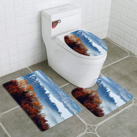 CHAPLLE Nebellandschaft 3 Piece Bathroom Rugs Set Bath Rug Contour Mat and Toilet Lid Cover