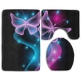 thumbnail image 1 of CHAPLLE Neon Butterfly 3 Piece Bathroom Rugs Set Bath Rug Contour Mat and Toilet Lid Cover, 1 of 2