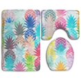 thumbnail image 1 of CHAPLLE New Hawaiian Tropical Pineapple 3 Piece Bathroom Rugs Set Bath Rug Contour Mat and Toilet Lid Cover, 1 of 2