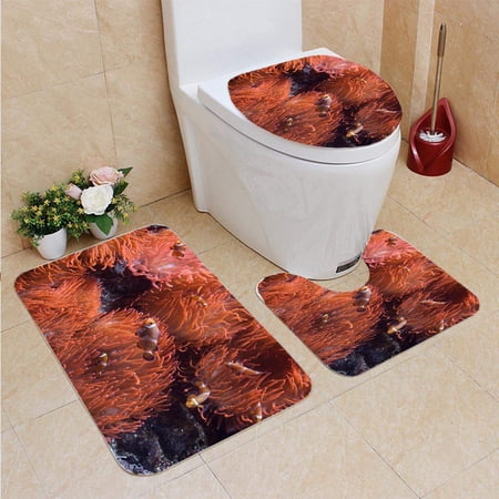 CHAPLLE Ocellaris Clownfish 3 Piece Bathroom Rugs Set Bath Rug Contour Mat and Toilet Lid Cover