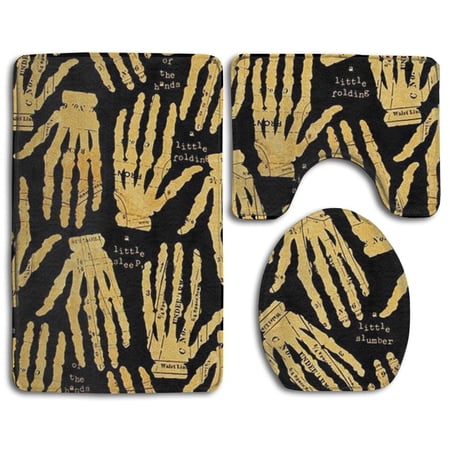 CHAPLLE Old Skeletal Hands 3 Piece Bathroom Rugs Set Bath Rug Contour Mat and Toilet Lid Cover