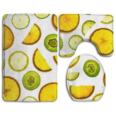 CHAPLLE Orange Fruit 3 Piece Bathroom Rugs Set Bath Rug Contour Mat and Toilet Lid Cover