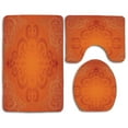 thumbnail image 1 of CHAPLLE Orange Royal Antique Motifs Victorian Swirls Vintage Traditional Revival 3 Piece Bathroom Rugs Set Bath Rug Contour Mat and Toilet Lid Cover, 1 of 2