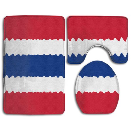 CHAPLLE Originality Costa Rica 3 Piece Bathroom Rugs Set Bath Rug Contour Mat and Toilet Lid Cover
