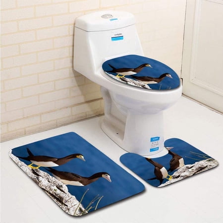 CHAPLLE Pair Boobies on Bluffs Edge Cayman BRAC 3 Piece Bathroom Rugs Set Bath Rug Contour Mat and Toilet Lid Cover