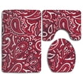 thumbnail image 1 of CHAPLLE Paisley Bandana Red 3 Piece Bathroom Rugs Set Bath Rug Contour Mat and Toilet Lid Cover, 1 of 2