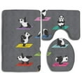 thumbnail image 1 of CHAPLLE Pandas Doing Yoga 3 Piece Bathroom Rugs Set Bath Rug Contour Mat and Toilet Lid Cover, 1 of 2