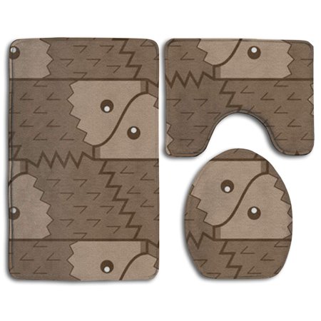 CHAPLLE Pangolin 3 Piece Bathroom Rugs Set Bath Rug Contour Mat and Toilet Lid Cover