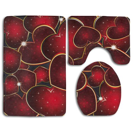 CHAPLLE Parent 3 Piece Bathroom Rugs Set Bath Rug Contour Mat and Toilet Lid Cover