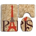 thumbnail image 1 of CHAPLLE Paris Vintage Floral 3 Piece Bathroom Rugs Set Bath Rug Contour Mat and Toilet Lid Cover, 1 of 2