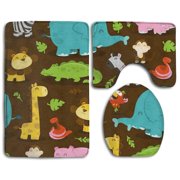 CHAPLLE Party 3 Piece Bathroom Rugs Set Bath Rug Contour Mat and Toilet Lid Cover