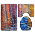 thumbnail image 1 of CHAPLLE Pastel Color Paint Fishing Sail Boat 3 Piece Bathroom Rugs Set Bath Rug Contour Mat and Toilet Lid Cover, 1 of 2