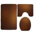 thumbnail image 1 of CHAPLLE Pattern Lines Gradient Abstraction Brick Brown 3 Piece Bathroom Rugs Set Bath Rug Contour Mat and Toilet Lid Cover, 1 of 2