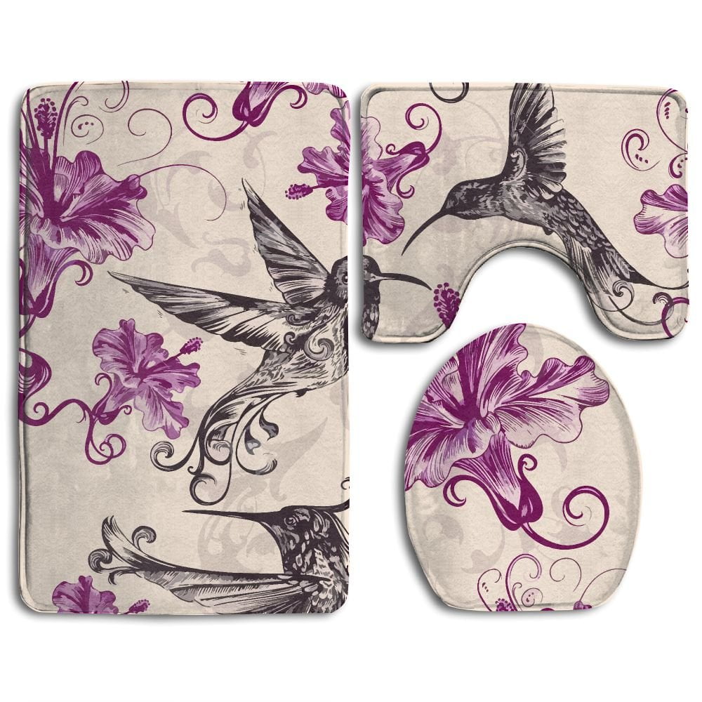 CHAPLLE Personalized Bird 3 Piece Bathroom Rugs Set Bath Rug